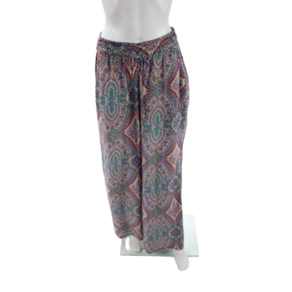 Zara Woman Womens Harem Pants Silk Paisley Multicolor Drawstring Size S